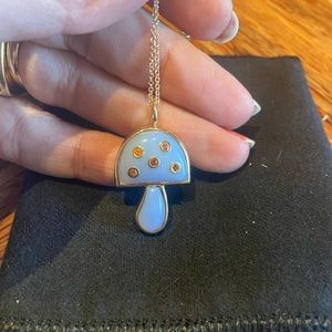 Brand New Brent Neale Chalcedony and Orange Sapphire Small Mushroom 18k 16” 4950